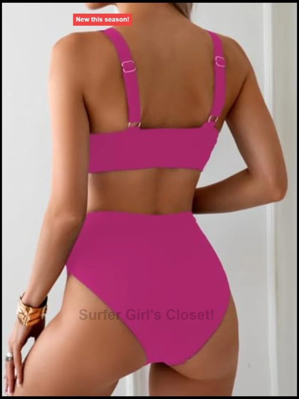 Sexy Ribbed Bikini Set High Waisted V-Cut Cheeky High Leg Longline Swimsuit